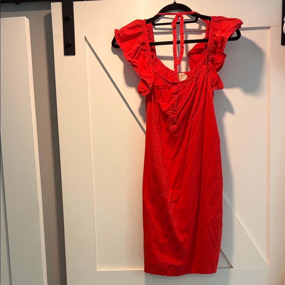 Nation LTD Red Ruffle Sleeve Mini Dress